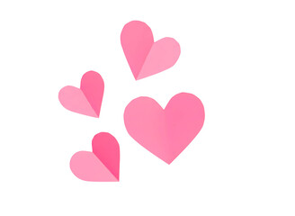  pink hearts floating together isolated on transparent background