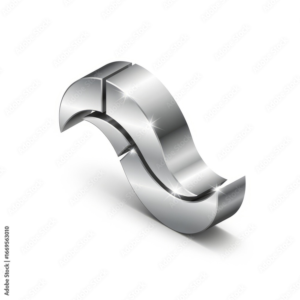 Aufkleber a shiny metal object with a wave like shape on a white background with a shadow underneath it is sho