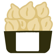 Vector illustration of a bowl filled with dumplings, simple flat design style
