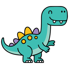 Cute Dino flat cartoon character vector template design illustration