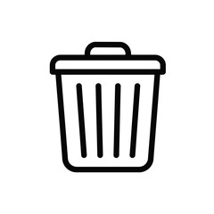 A simple line drawing of a closed trash can with a handle on top