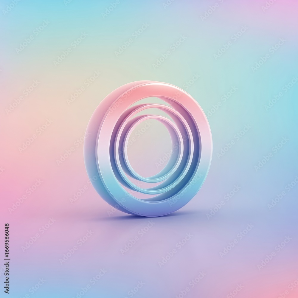 Aufkleber iridescent concentric circles on a pastel gradient background creating a soft and dreamy aesthetic l