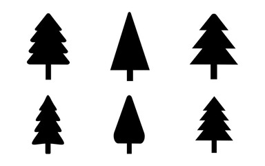 Obraz premium Christmas Tree Silhouette Set – Black Holiday Tree Collection Design for Decoration and Print