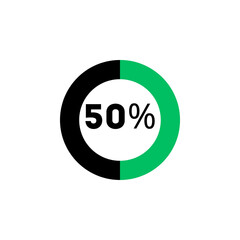 Minimalist Circular Progress Chart, 50 Percent Completion Infographic. ( original illustration, not AI generated ).