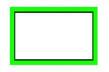 Bright green frame surrounds a plain white rectangle, centered on a white background, a minimalist design