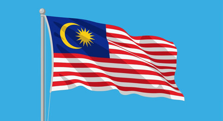 Obraz premium Waving Malaysian Flag A Symbol of National Pride