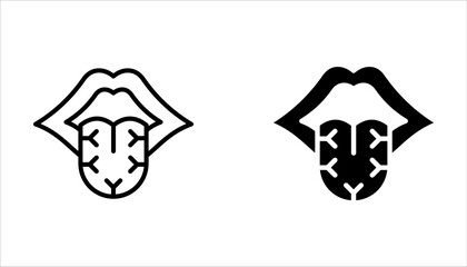 Dry mouth icon set, Diabetes symptom dry mouth line vector icon on white background