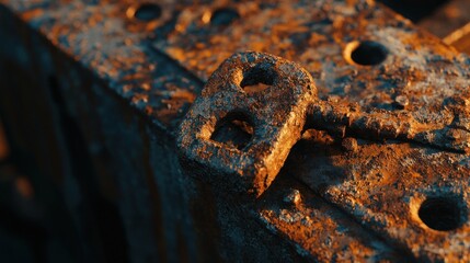 Detailed focus on aged metal and rust, capturing time's corrosion and industrial decay with a