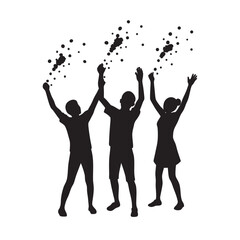 Holi Festival Color Crowd Silhouette Vector