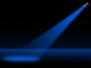 Fototapeta premium Blue Spotlight Shining On An Empty Dark Stage