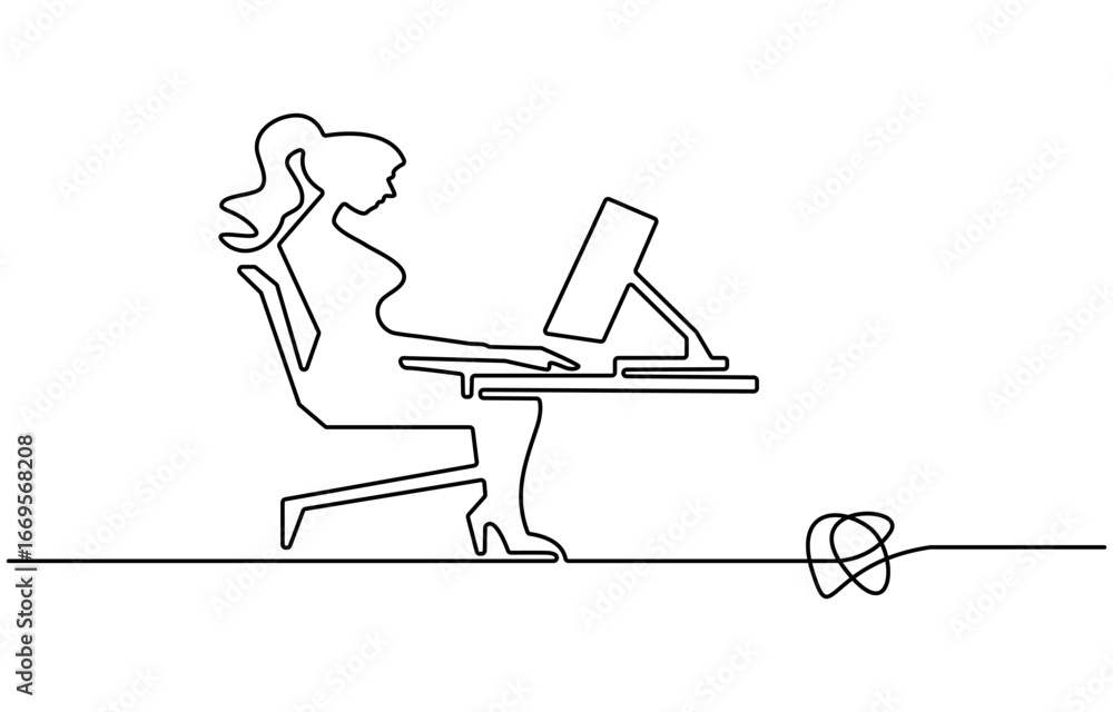 Poster continuous line drawing of hacker icon. hand drawn symbol vector illustration. minimalist design wit