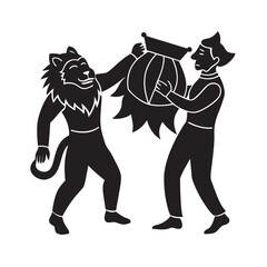 Lunar New Year Lion Dance Silhouette Vector