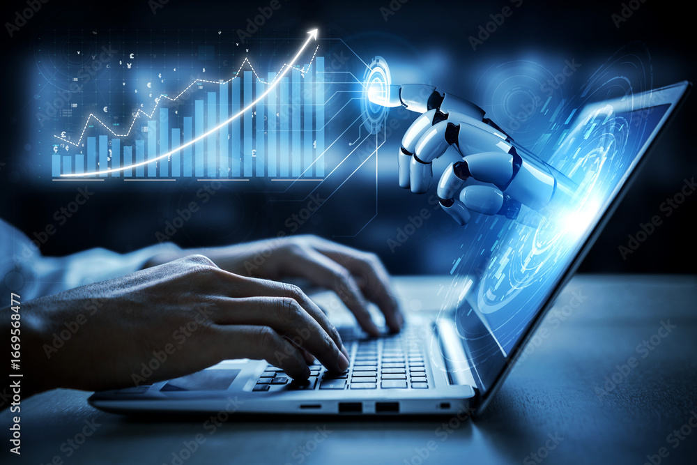 Aufkleber futuristic business concept of automation and artificial intelligence enhancing productivity with sm