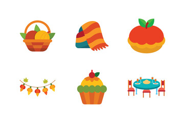 Set of thanksgiving elements bundle. 