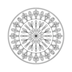 Petal Mandala Circle Design for Mindful Coloring and Art Therapy, Coloring Pages for Kids & Adults