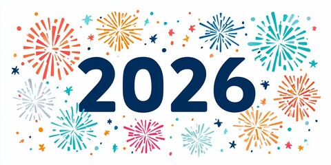 Celebration Fireworks Display for New Year 2026 with Colorful Explosions