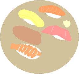 손으로 그린 초밥 음식 일러스트레이션