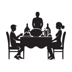 Thanksgiving Dinner Celebration Family Silhouette Vector