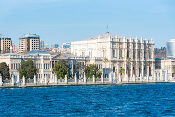 General view of the Dolmabahce Palace - an architectural complex in the European part of Istanbul...