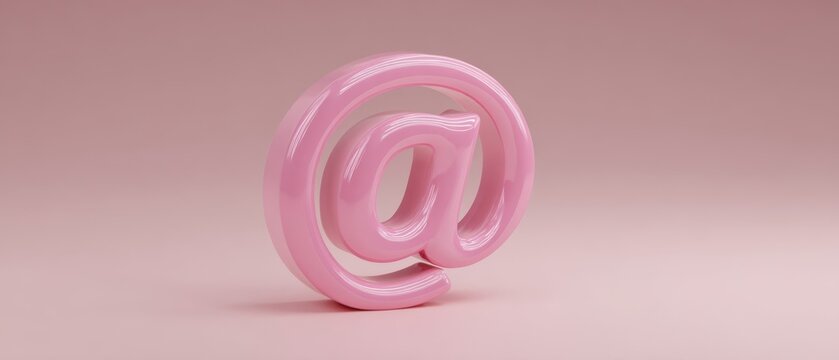 [The at symbol rendered glossy and pink on a soft minimalist background]