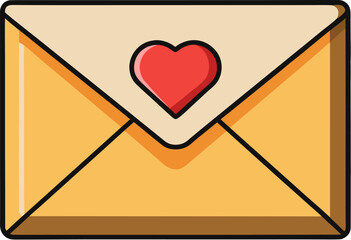 Flat Love Letter Icon with Heart Seal