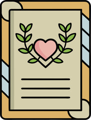 Flat Wedding Invitation Icon with Floral Design