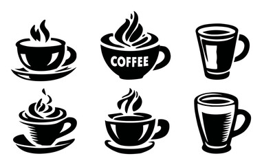 Obraz premium Various Artistic Designs of Coffee Cups with Creative Steam Patterns