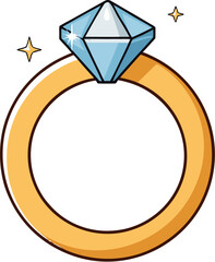 Flat Engagement Ring Icon with Diamond