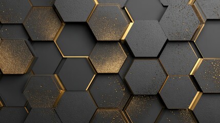 Dark gray & gold hexagon pattern