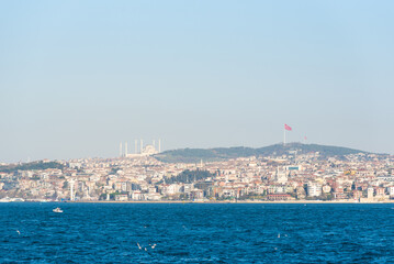 bosphorus strait in turkey, istanbul, view of camlica mosque, camlica hill