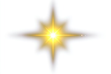 Radiant golden starburst with soft glow, centrally positioned on a clean, white background