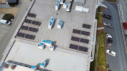 Top View of Solar Panels on Apartment Roof