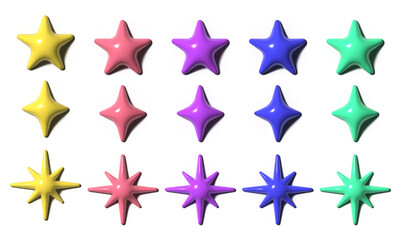 Obraz premium ぷっくり星_star_3Drendering