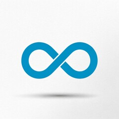 A light blue infinity symbol centered on a white background with a soft shadow underneath the shape