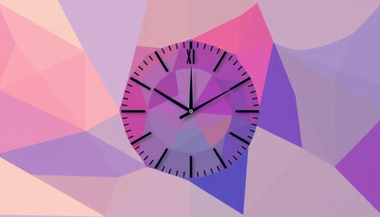 Abstract Time Clock with Triangle Pattern Background for Modern Design