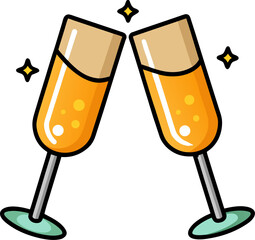 Flat Champagne Glasses Icon for Celebration