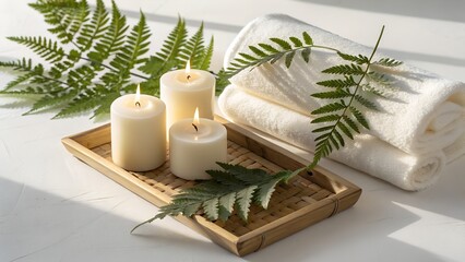  Ivory Candles Soft White Towel , White Ceramic Bottle 