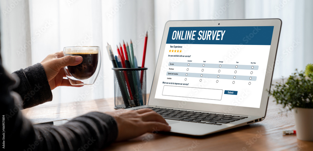 Poster online survey form for modish digital information collection on the internet network