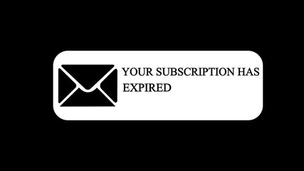 Subscription Expired Notification Icon - Black and White Envelope Message Alert Symbol for Expired Membership, Account Renewal Reminder, Email Expiration Warning Design.