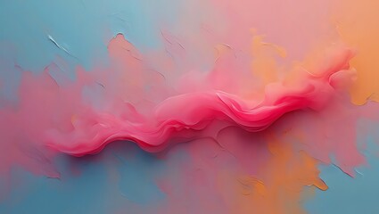 Vibrant pink smoke swirl against a textured blue and orange background