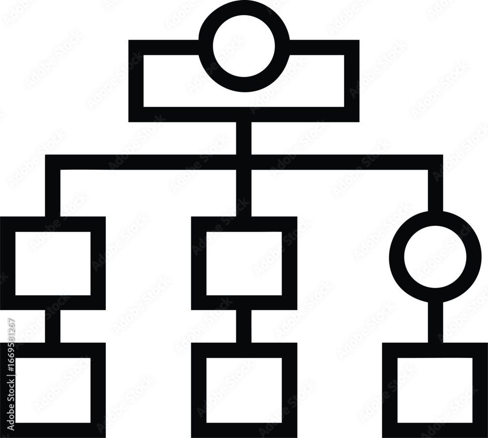 Poster abstract organizational structure diagram with interconnected elements and diverse color options