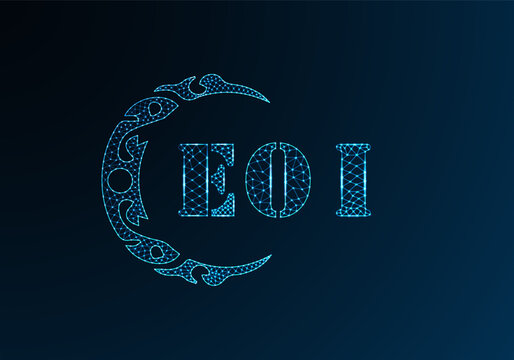 Low poly letter logo EOI design. EOI letter logo low poly vector design on blue color gradient background. EOI logo low poly design