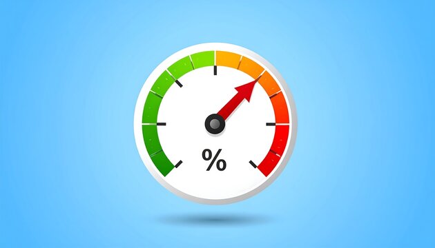 A circular progress indicator displays high progress with a bright red arrow.