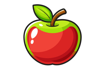 red apple with leaf