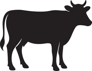Cow Silhouette Vector  Black Profile of Farm Animal for Agriculture and Dairy Branding