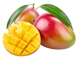 Fresh ripe mango fruit isolated on clean white background