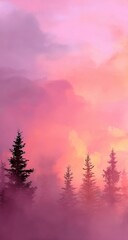 Fototapeta premium Misty pink forest