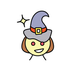 Witch color line icon with white background vector stock illustration