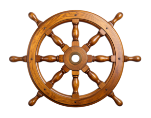 Retro Car Steering Wheel PNG – Elegant Wooden Wheel Transparent Background