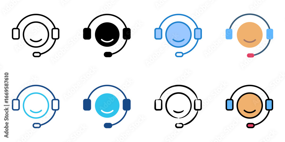 Poster service icon set multiple style collection